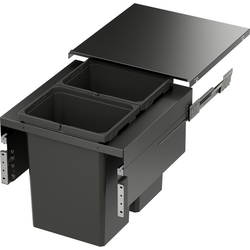 31 Quart VS ENVI SPACE XX Top Mount Under Drawer Double Pull-Out Soft-Closing Waste Container For 19-1/2 Inch Frameless Opening Width, Carbon Steel Gray