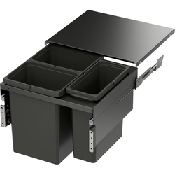 31 Quart VS ENVI SPACE XX Top Mount Under Drawer Double Pull-Out Soft-Closing Waste Container For 22-1/2 Inch Frameless Opening Width, Carbon Steel Gray