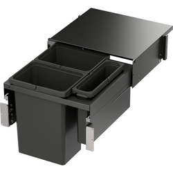 31 Quart VS ENVI SPACE XX Top Mount Under Drawer Double Pull-Out Soft-Closing Waste Container For 21 Inch Face Frame Opening Width, Carbon Steel Gray
