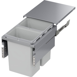 31 Quart VS ENVI SPACE XX Top Mount Under Drawer Double Pull-Out Soft-Closing Waste Container For 16-1/2 Inch Frameless Opening Width, Platinum