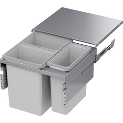 31 Quart VS ENVI SPACE XX Top Mount Under Drawer Double Pull-Out Soft-Closing Waste Container For 22-1/2 Inch Frameless Opening Width, Platinum