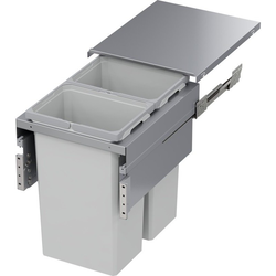 37 Quart VS ENVI SPACE XX Pro Top Mount Full Height Double Pull-Out Soft-Closing Waste Container For 16-1/2 Inch Frameless Opening Width, Platinum