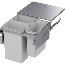 37 Quart VS ENVI SPACE XX Pro Top Mount Full Height Double Pull-Out Soft-Closing Waste Container For 22-1/2 Inch Frameless Opening Width, Platinum