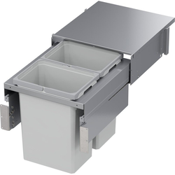 31 Quart VS ENVI SPACE XX Top Mount Under Drawer Double Pull-Out Soft-Closing Waste Container For 18 Inch Face Frame Opening Width, Platinum