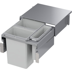 31 Quart VS ENVI SPACE XX Top Mount Under Drawer Double Pull-Out Soft-Closing Waste Container For 21 Inch Face Frame Opening Width, Platinum