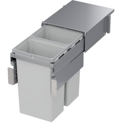 37 Quart VS ENVI SPACE XX Pro Top Mount Full Height Double Pull-Out Soft-Closing Waste Container For 15 Inch Face Frame Opening Width, Platinum