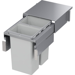 37 Quart VS ENVI SPACE XX Pro Top Mount Full Height Double Pull-Out Soft-Closing Waste Container For 18 Inch Face Frame Opening Width, Platinum