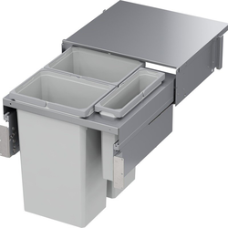 37 Quart VS ENVI SPACE XX Pro Top Mount Full Height Double Pull-Out Soft-Closing Waste Container For 21 Inch Face Frame Opening Width, Platinum