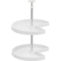18 Inch Diameter COR Susan Kidney Polymer 2 Shelf Lazy Susan For Corner Base Cabinet, White