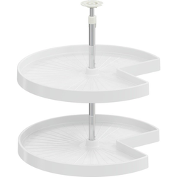 24 Inch Diameter COR Susan Kidney Polymer 2 Shelf Lazy Susan For Corner Base Cabinet, White