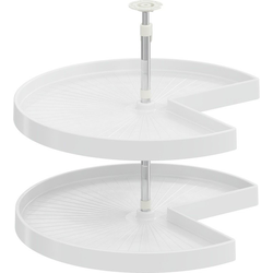 28 Inch Diameter COR Susan Kidney Polymer 2 Shelf Lazy Susan For Corner Base Cabinet, White