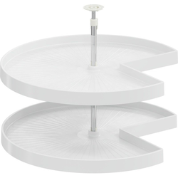 32 Inch Diameter COR Susan Kidney Polymer 2 Shelf Lazy Susan For Corner Base Cabinet, White
