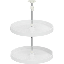 18 Inch Diameter COR Susan Fullround Polymer 2 Shelf Lazy Susan For Corner Base Cabinet, White