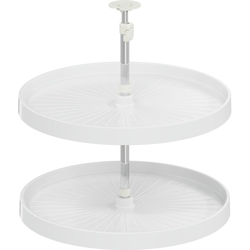 24 Inch Diameter COR Susan Fullround Polymer 2 Shelf Lazy Susan For Corner Base Cabinet, White