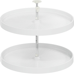 28 Inch Diameter COR Susan Fullround Polymer 2 Shelf Lazy Susan For Corner Base Cabinet, White