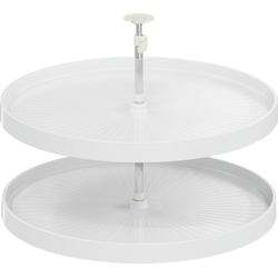32 Inch Diameter COR Susan Fullround Polymer 2 Shelf Lazy Susan For Corner Base Cabinet, White