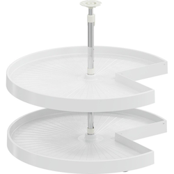 28 Inch Diameter COR Susan Pie Cut Polymer 2 Shelf Lazy Susan For Corner Base Cabinet, White