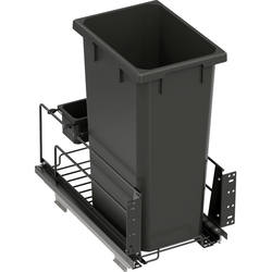  VS ENVI 50 Quart Bottom Mount Soft-Close Single Bin Pull-Out Waste Container for 12 Inch Minimum Face Frame Opening Width (13'"Frameless) x 24 Inch Height, Carbon Gray
