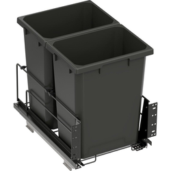  VS ENVI 35 Quart Bottom Mount Soft-Close Double Bin Pull-Out Waste Container for 15 Inch Minimum Face Frame Opening Width (16" Frameless) x 20-1/2 Inch Height, Carbon Gray