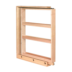 3 Inch Width American Made Kitchen Base Cabinet Pull-Out Filler Organizer with 2 Adjustable Shelves, Natural, Minimum Cabinet Width: 3-1/8