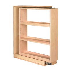 6 Inch Width American Made Kitchen Base Cabinet Pull-Out Filler Organizer with 2 Adjustable Shelves, Natural, Minimum Cabinet Width: 6-1/8