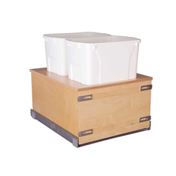 Cascade Series American Made Soft Close Bottom Mount 50 Quart Double Pullout Waste Container, Minimum Cabinet Opening: 18 Inch Width x 22-3/4 Inch Depth x 23-7/8 Inch Height, Baltic Birch / White