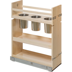 11-7/8 Inch Width American Made Cascade Series Kitchen Base Cabinet Canister Pull-Out Organizer with Blum Soft-Close Slides, Natural, Minimum Cabinet Width: 12 Inch