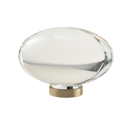 Glacio Knob 1-3/4 inch Diameter Clear Crystal/Golden Champagne