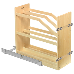 American Made Roll-Out Cookie and Baking Tray Organizer with Blumotion Soft-Close Bottom-Mounted Slides for Minimum Cabinet Opening: 6" Width x 21-1/2" Depth x 20" Height, Maple Clear Coat 