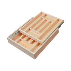  Two Tier Double Cutlery Drawer for 21 Inch Face Frame Cabinet with a 18 Inch Opening Width, Blum Soft-Close Slides Included, 17-7/8” W x 21” D x 4” H, Clear Coat Maple