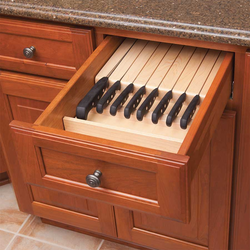 12-1/4 Inch Width American Made Trimmable Knife Block Insert with 11 Slots, Maple