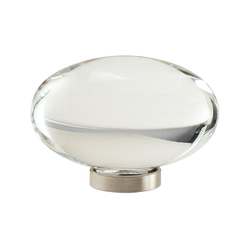 Glacio Knob 1-3/4 inch Diameter Clear Crystal/Satin Nickel