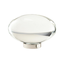 Glacio Knob 1-3/4 inch Diameter Clear Crystal/Polished Nickel