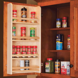 Solid Wood American Made Door Mount Spice Rack, 18 Inch Width x 25-1/2 Inch Height x 3-1/4 Inch Depth, Clear Coat Maple 