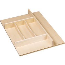  American Made 13-7/8" Width x 19-3/4" Depth x 2-1/4" Height Trimmable Silverware and Cutlery Divider, Clear-Coat Maple Hardwood/Veneer, Insert Style w/ Bottom
