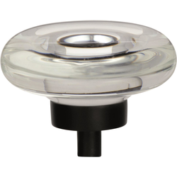 Glacio 1-3/4 Inch Diameter Clear/Black Bronze Cabinet Knob