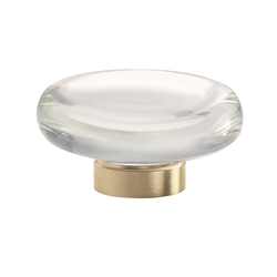 Glacio Knob 1-3/4 inch Diameter Clear Crystal/Golden Champagne