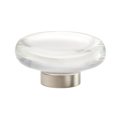 Glacio Knob 1-3/4 inch Diameter Clear Crystal/Satin Nickel