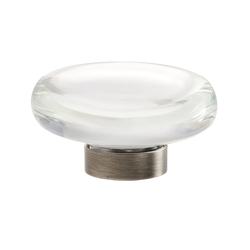 Glacio Knob 1-3/4 inch Diameter Clear Crystal/Gunmetal