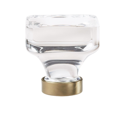 Glacio Knob 1-3/8 inch Diameter Clear Crystal/Golden Champagne