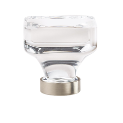 Glacio Knob 1-3/8 inch Diameter Clear Crystal/Satin Nickel
