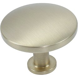 Modern Geo 1-1/2 Inch Diameter Solid Brass Round Cabinet Knob, Satin Brass