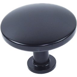 Modern Geo 1-1/2 Inch Diameter Solid Brass Round Cabinet Knob, Matte Black