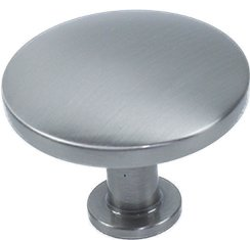 Modern Geo 1-1/2 Inch Diameter Solid Brass Round Cabinet Knob, Matte Satin Nickel