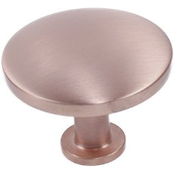 Modern Geo 1-1/2 Inch Diameter Solid Brass Round Cabinet Knob, Satin Rose Gold
