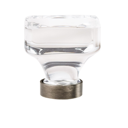 Glacio Knob 1-3/8 inch Diameter Clear Crystal/Gunmetal