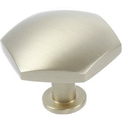 Modern Geo 1-3/8 x 1-9/16 Inch Solid Brass Hexagon Cabinet Knob, Satin Brass