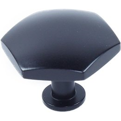 Modern Geo 1-3/8 x 1-9/16 Inch Solid Brass Hexagon Cabinet Knob, Matte Black
