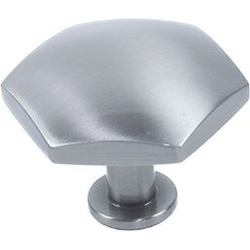 Modern Geo 1-3/8 x 1-9/16 Inch Solid Brass Hexagon Cabinet Knob, Matte Satin Nickel