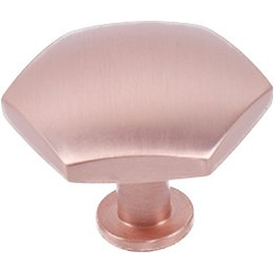 Modern Geo 1-3/8 x 1-9/16 Inch Solid Brass Hexagon Cabinet Knob, Satin Rose Gold